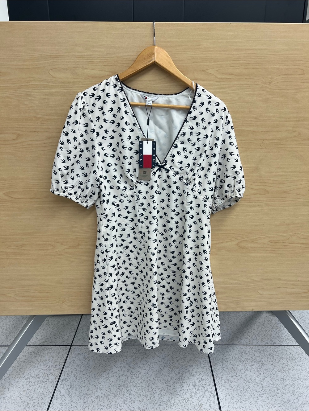 Tommy Hilfiger White Dress with Navy Bird Print